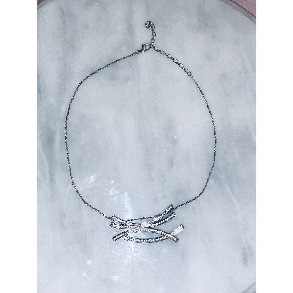 Swarovski Retired ‘Broken Infinity’ Necklace Silver Adorned w/ Crystals No Box